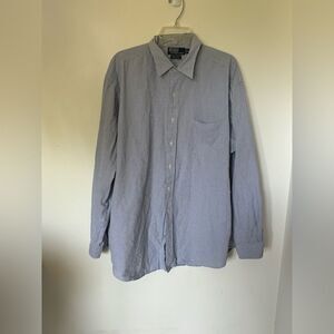 Polo Lowell Sport blue check button up shirt with pocket size XXL 100% cotton